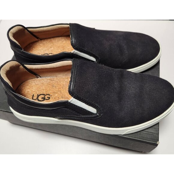 UGG Mateo Canvas Slip On Loafer Men\'s 8.5 Black 1019626